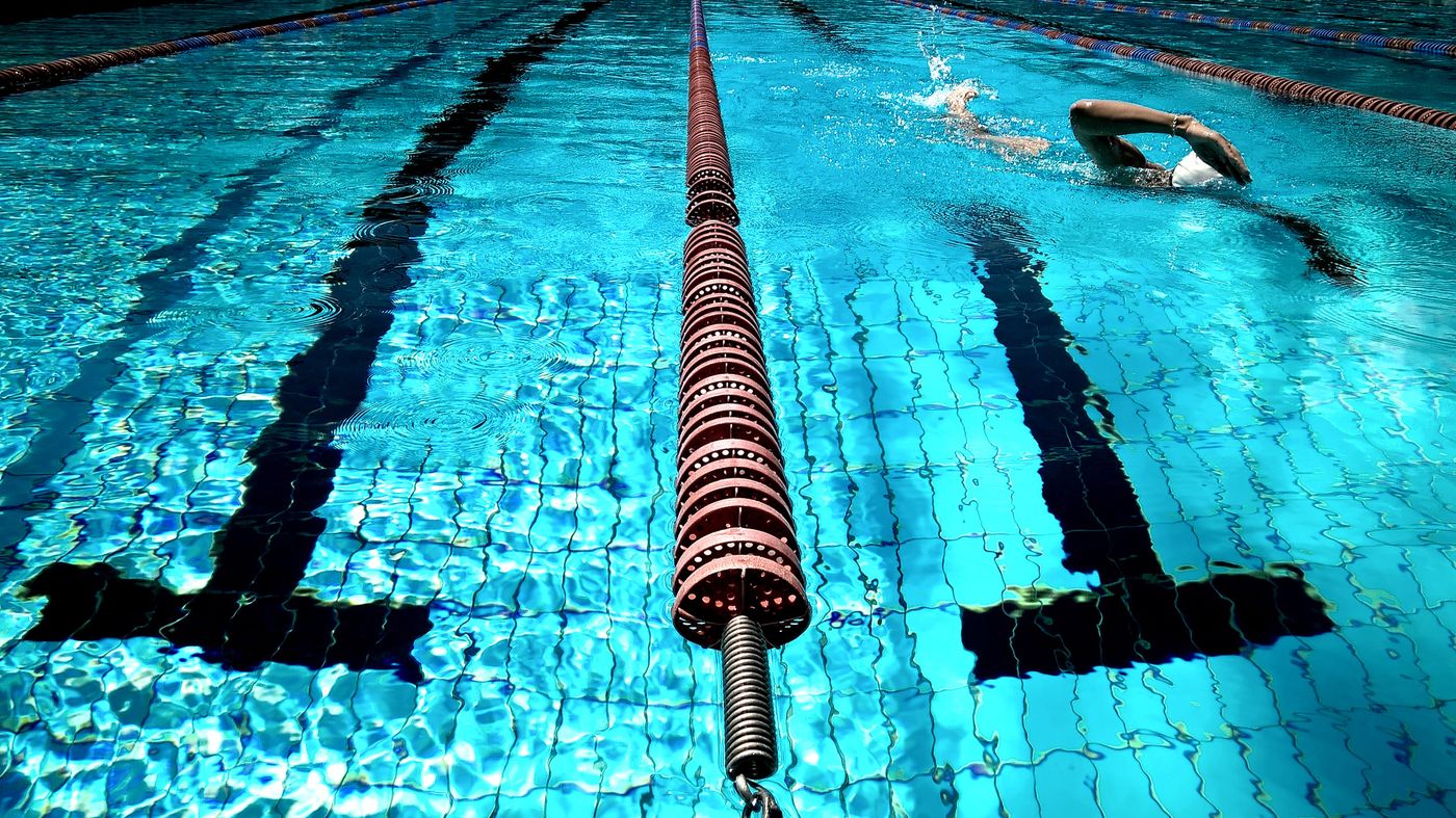Swimming pool lanes seen from above